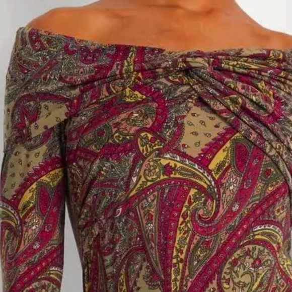 Lauren Ralph Lauren Paisley Off-The Shoulder Blouse - Picture 2 of 13